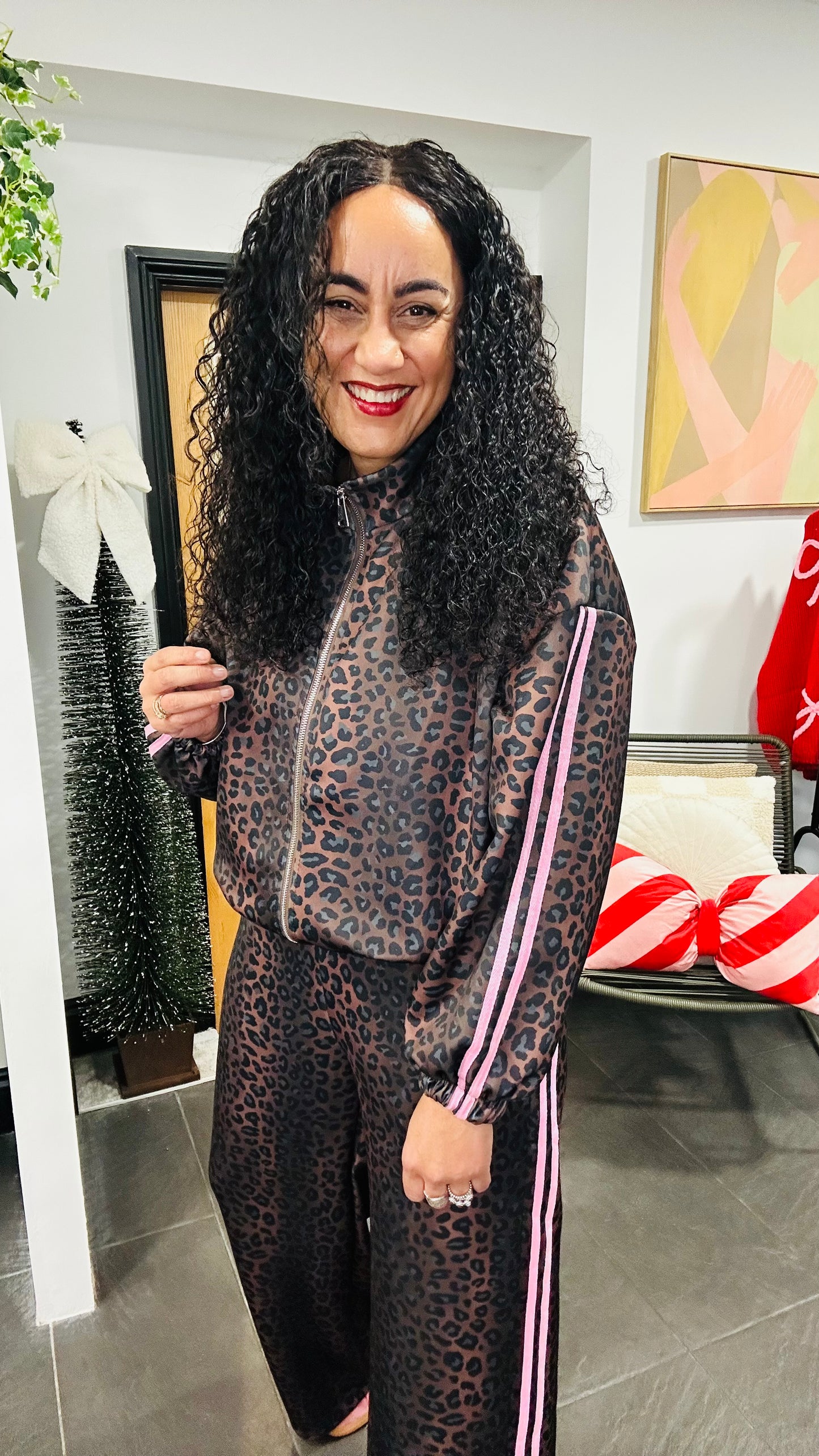 PRE ORDER LUXE LEOPARD JACKET  PINK STRIPE *New