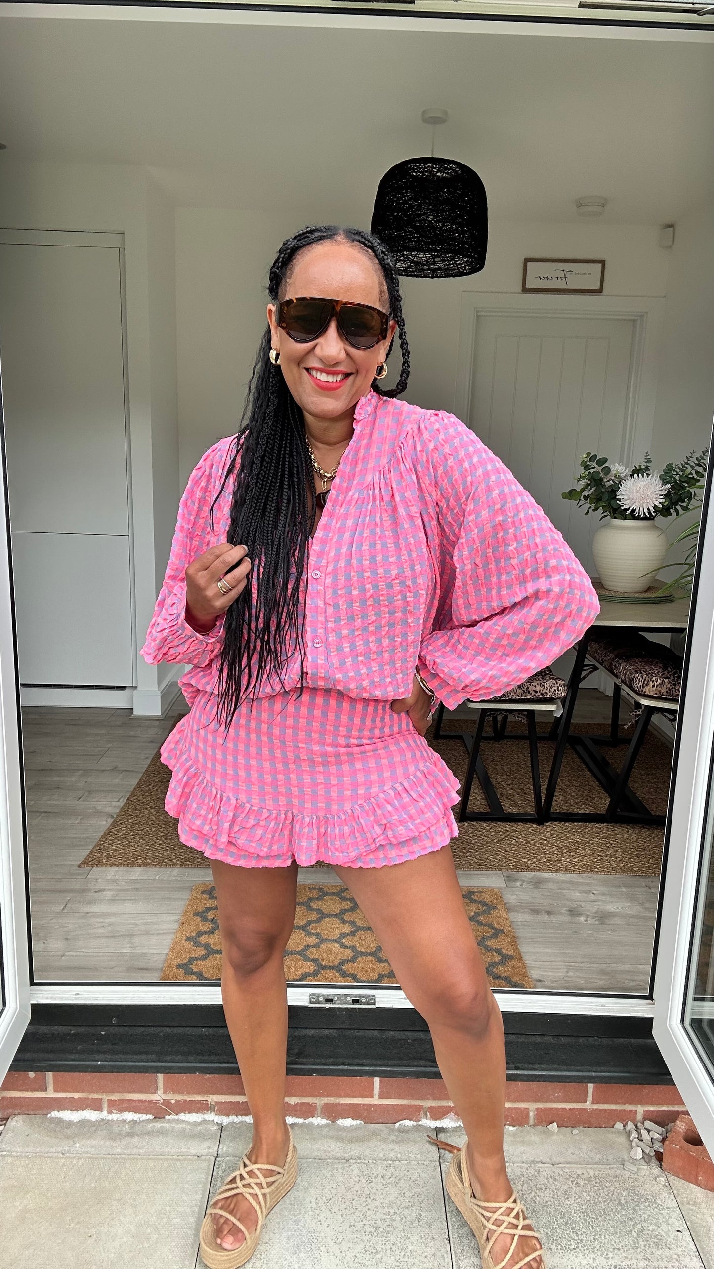 IBIZA PERRIE GINGHAM SHORTS PINK & BLUE *New