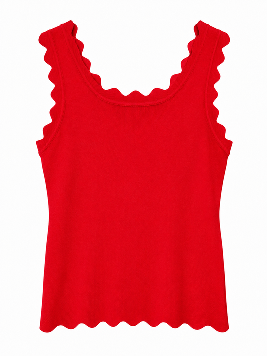 SCALLOPED VEST RED *New