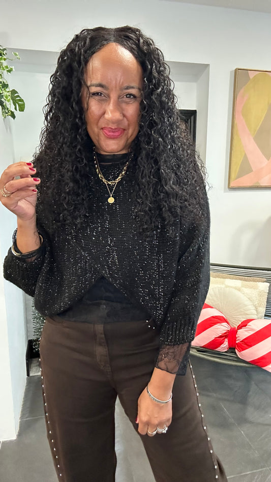 MINI MABLE LUREX REVERSIBLE TOP BLACK *New