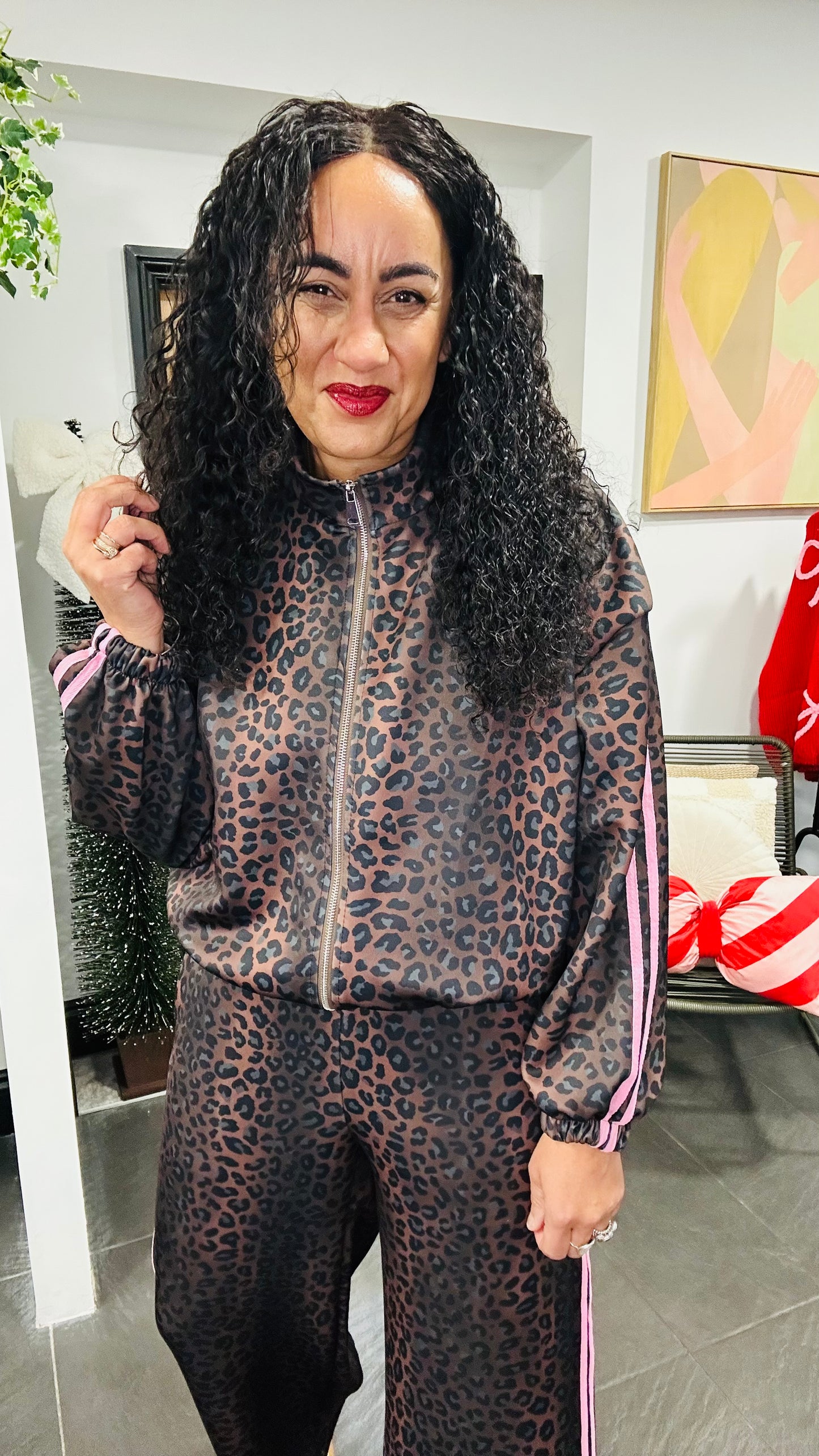 PRE ORDER LUXE LEOPARD JACKET  PINK STRIPE *New