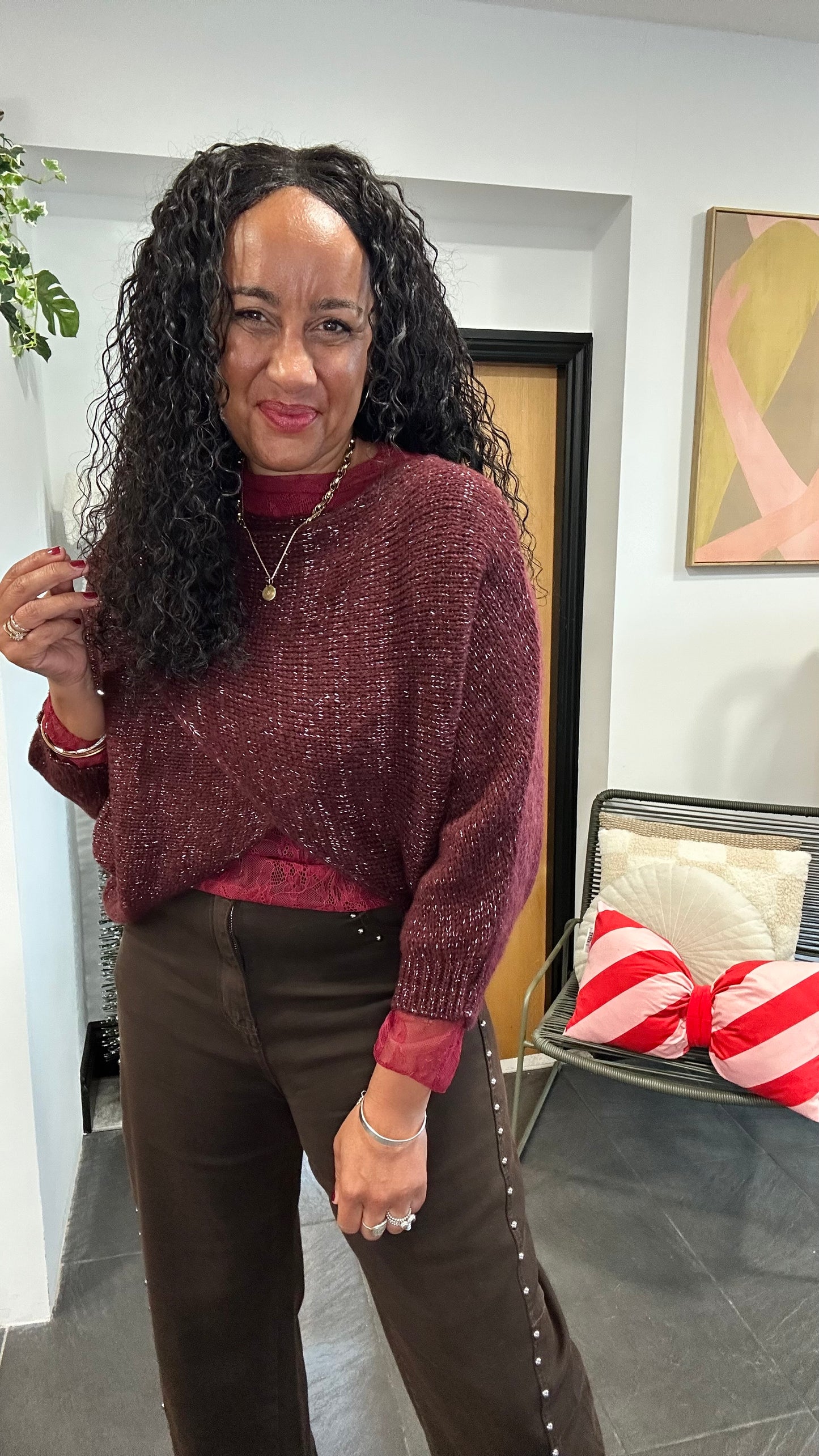 SALE MINI MABLE LUREX REVERSIBLE TOP
BURGUNDY