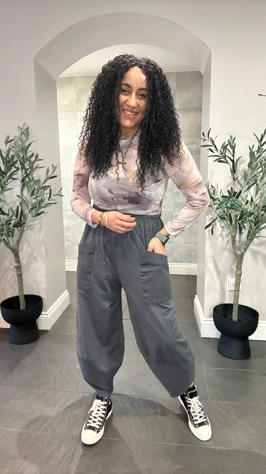 DEBORAH POCKET BALLOON TROUSERS SLATE GREY *New & Trending