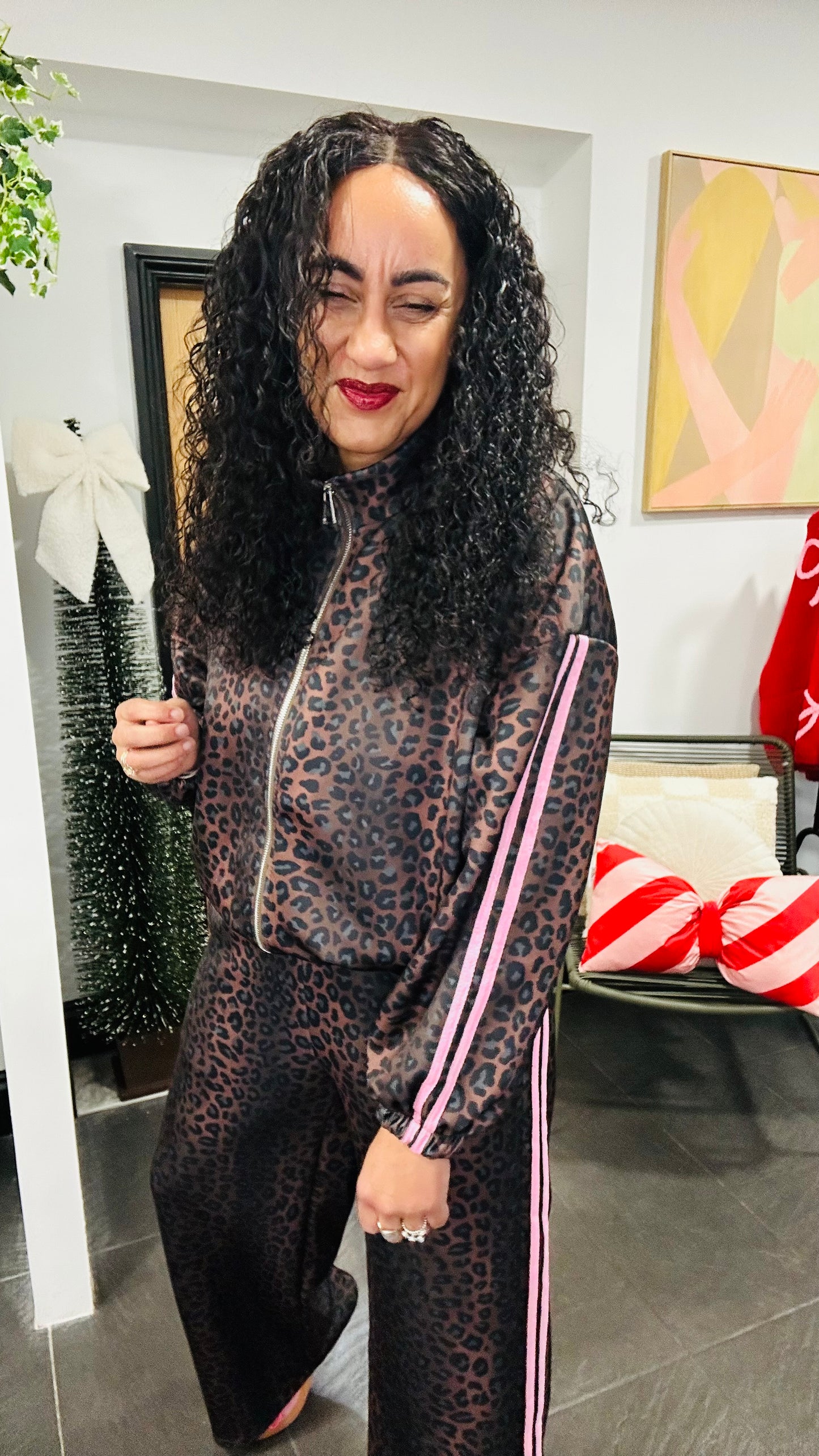 PRE ORDER LUXE LEOPARD JACKET  PINK STRIPE *New