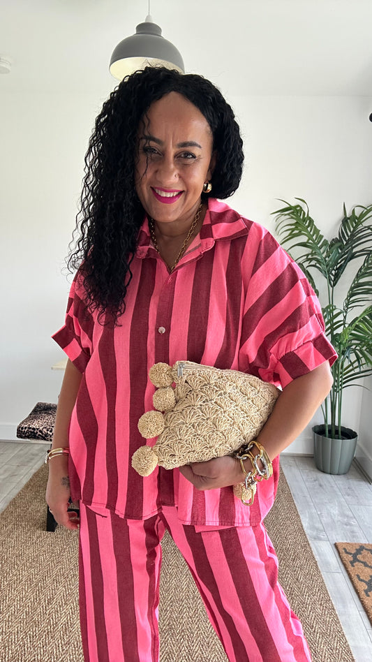 STRIPED OVERSIZED SHIRT PINK & RED 🩷♥️ *New