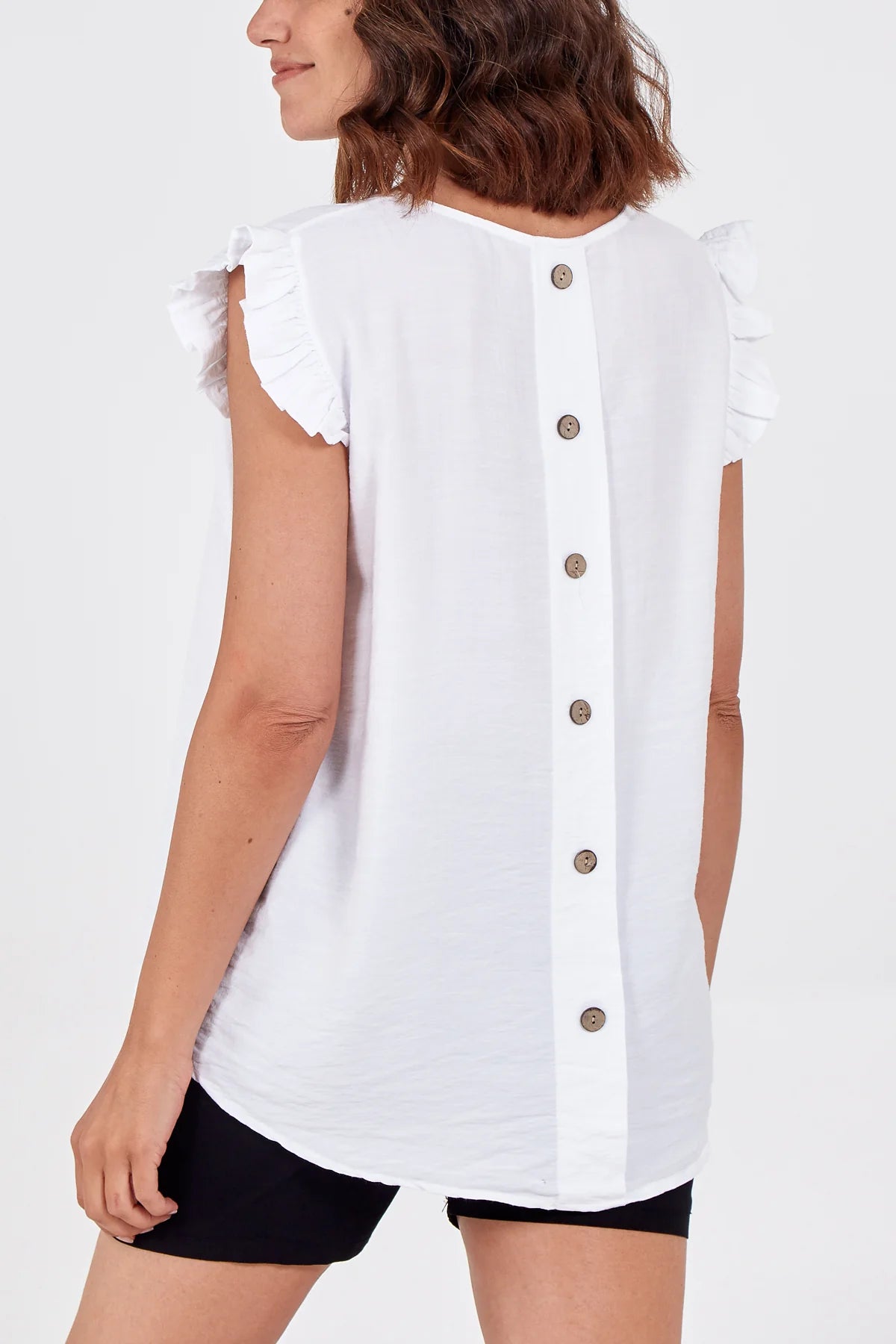 BUTTON BACK BLOUSE WHITE  *New & Trending