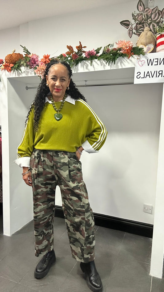 GABARDINE CAMOUFLAGE TROUSERS *New