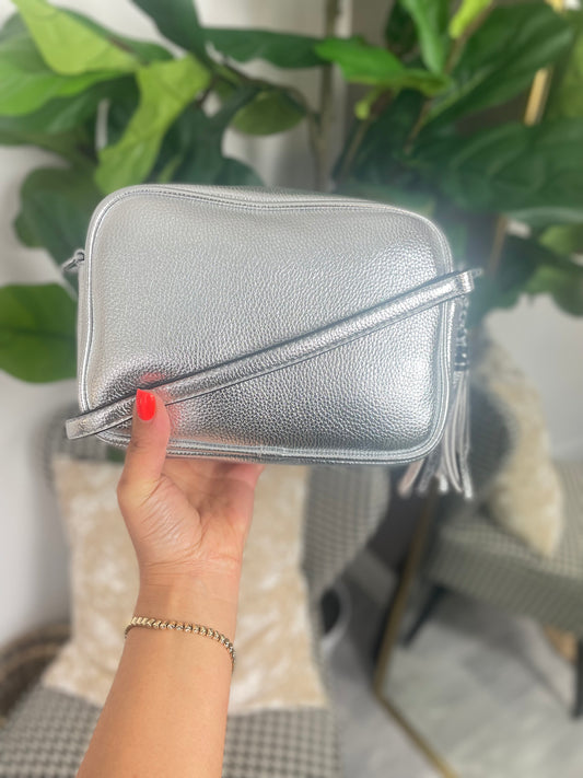 METALLIC CAMERA BAG - SILVER